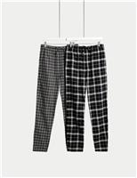 2pk Brushed Cotton Checked Pyjama Bottoms