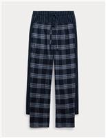 M&S 2 Pack Brushed Cotton Pyjama Bottoms Navy Mix