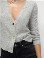 V-Neck Cropped Cardigan with Alpaca