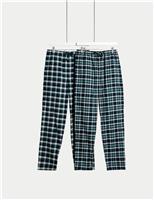 2pk Brushed Cotton Checked Pyjama Bottoms