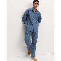 M&S Pure Cotton Striped Pyjama Set Blue