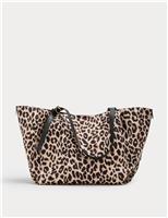 Suedette Animal Print Slouchy Tote Bag