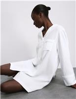 Autograph Pure Cotton Textured Muslin Nightshirt White