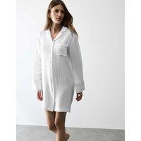 Autograph Pure Cotton Textured Muslin Nightshirt White