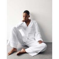 Autograph Pure Cotton Muslin Revere Pyjama Set White