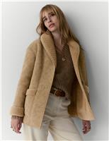 Faux Shearling Button Front Relaxed Jacket