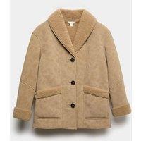 Faux Shearling Button Front Relaxed Jacket