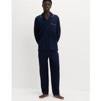 M&S Cotton Modal Blend Pyjama Set Navy