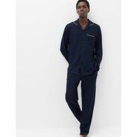 M&S Cotton Modal Blend Pyjama Set Navy