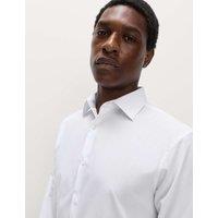 M&S Regular Fit 2 Inch Shorter Cotton Blend Shirt White