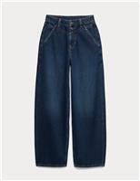 High Waisted Yoke Front Tapered Jean
