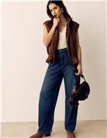 High Waisted Yoke Front Tapered Jean