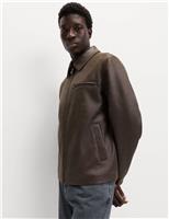 Distressed Faux Leather Harrington Jacket