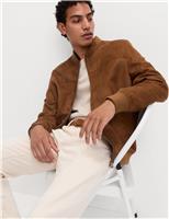 Faux Suede Bomber Jacket