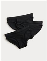 M&S 3 Pack Cotton with Stretch Bikini Knickers (6-16 Yrs) Black
