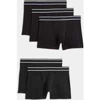 M&S 5 Pack Cotton with Stretch Trunks (5-16 Yrs) Black
