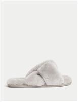 Shearling Knotted Open Toe Slider Slippers