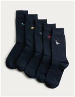 5pk Cool & Fresh Dinosaurs Cotton Rich Socks