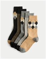 5pk Cool & Fresh Argyle Cotton Rich Socks