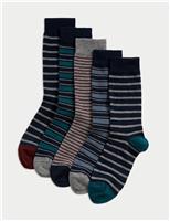 5pk Cool & Fresh Striped Cotton Rich Socks