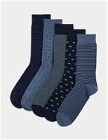 5 Pack Cool & Fresh Geo Cotton Rich Socks