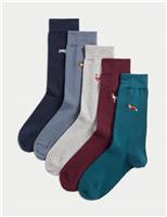 5 Pack Cool & Fresh Woodland Cotton Rich Socks