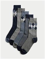 5pk Cool & Fresh Argyle Cotton Rich Socks