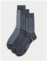 3pk Assorted Design Mercerised Cotton Blend Socks
