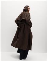 Double Breasted Longline Suedette Trench Coat