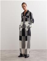 Geometric Drawstring Wide Leg Trousers