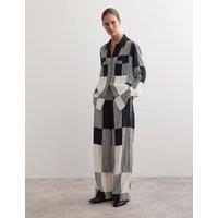 Geometric Drawstring Wide Leg Trousers