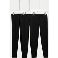 M&S 3 Pack Cotton Rich Plain Leggings (6-16 Yrs) Black