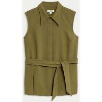 Godet Herringbone Sleeveless Shirt