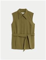 Herringbone Godet Sleeveless Shirt
