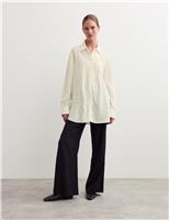 Longline Embroidered Collared Button Through Shirt