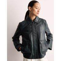 Pure Leather Collared Jacket