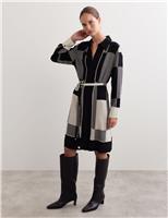 Printed Belted Knee Length Shirt Dress