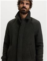 Textured Car Coat with Wool