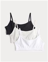 3pk Cotton with Stretch Crop Tops (6-16 Yrs)