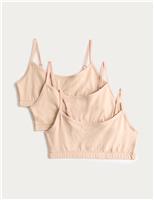 3pk Cotton with Stretch Crop Tops (6-16 Yrs)