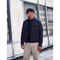 M&S Cotton Rich Herringbone Overshirt Navy