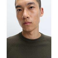 M&S Pure Cotton Crew Neck Jumper Dark Khaki