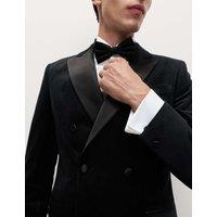 M&S Tailored Fit Velvet Suit Jacket Black