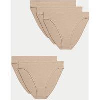 M&S 5pk Cotton Modal High Waisted High Leg Knickers Rose Quartz