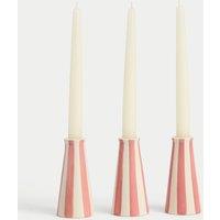 Set of 3 Striped Dinner Candle Holders