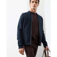 Autograph Milano-knit Zip up Knitted Jacket Dark Navy