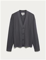 Relaxed Fit Vertical Stitch Knit Cardigan