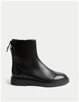 Leather Block Heel Ankle Boots