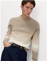 Cotton Blend Ribbed Striped Jumper