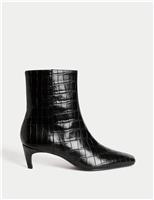 Croc Chisel Toe Kitten Heel Ankle Boots